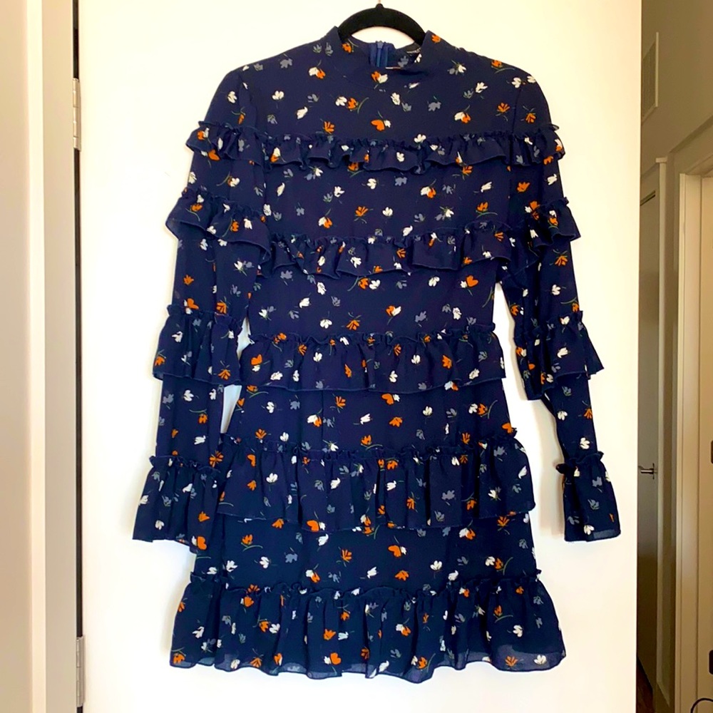 PrettyLittleThing navy tea dress